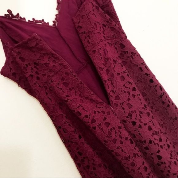 ASTR The Label Lace Crochet Burgundy Wine A Line Midi Dress Size M - Picture 5 of 10